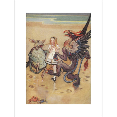 Alice dancing with the mock turtle and gryphon print unframed