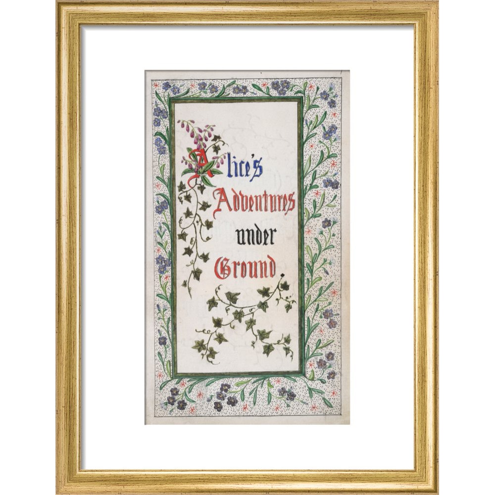 Alice's Adventures Under Ground title page print in gold frame