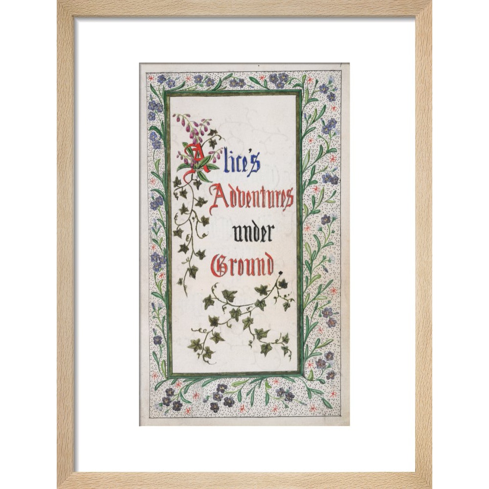 Alice's Adventures Under Ground title page print in natural frame