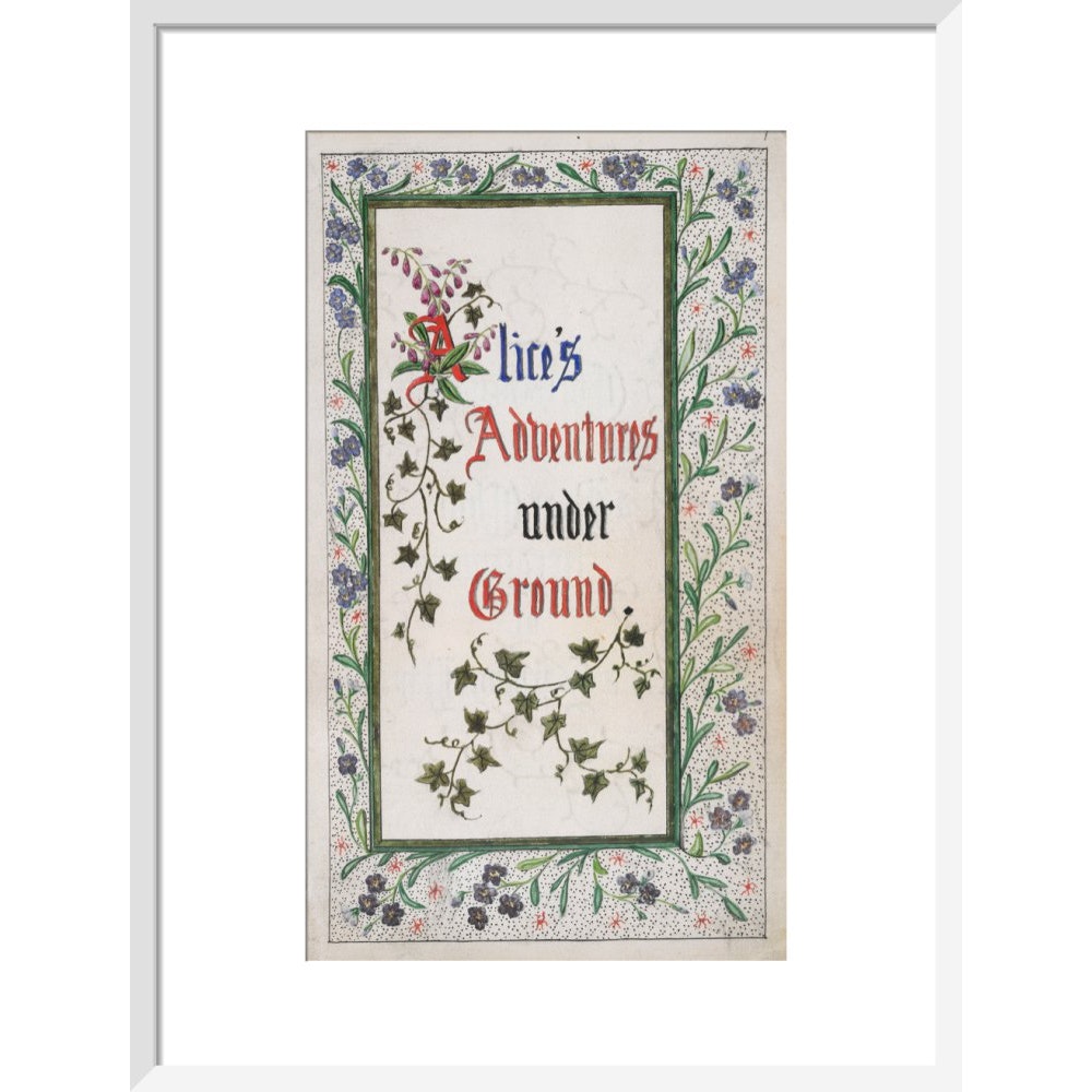 Alice's Adventures Under Ground title page print in white frame