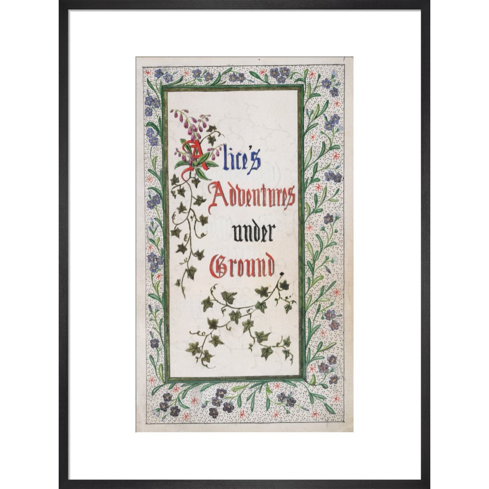 Alice's Adventures Under Ground title page print in black frame