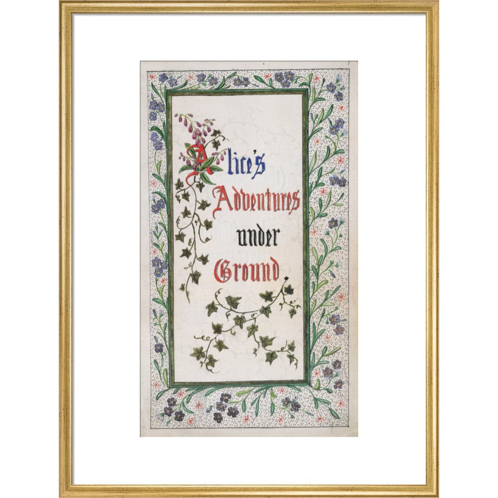 Alice's Adventures Under Ground title page print in gold frame