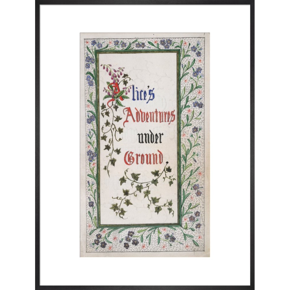 Alice's Adventures Under Ground title page print in black frame