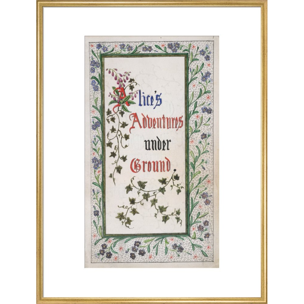 Alice's Adventures Under Ground title page print in gold frame