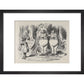 Alice meeting Tweedle Dee and Tweedle Dum for the first time print in black frame