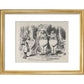 Alice meeting Tweedle Dee and Tweedle Dum for the first time print in gold frame