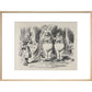 Alice meeting Tweedle Dee and Tweedle Dum for the first time print in natural frame