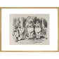 Alice meeting Tweedle Dee and Tweedle Dum for the first time print in gold frame