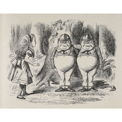 Alice meeting Tweedle Dee and Tweedle Dum for the first time print