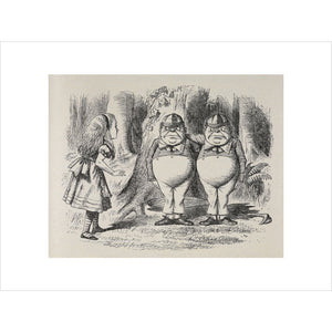 Alice meeting Tweedle Dee and Tweedle Dum for the first time print unframed