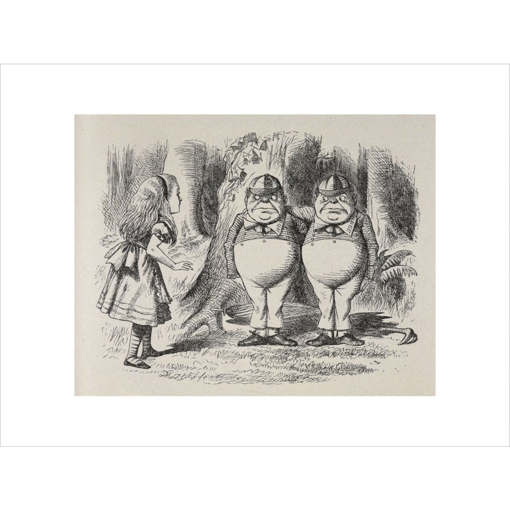 Alice meeting Tweedle Dee and Tweedle Dum for the first time print unframed