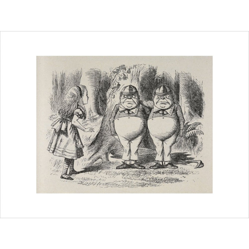 Alice meeting Tweedle Dee and Tweedle Dum for the first time print