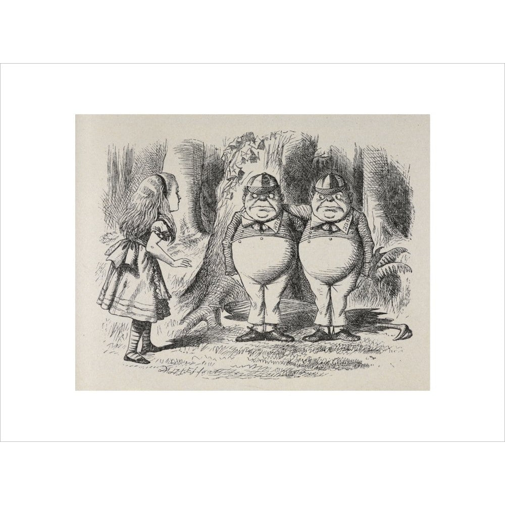 Alice meeting Tweedle Dee and Tweedle Dum for the first time print unframed