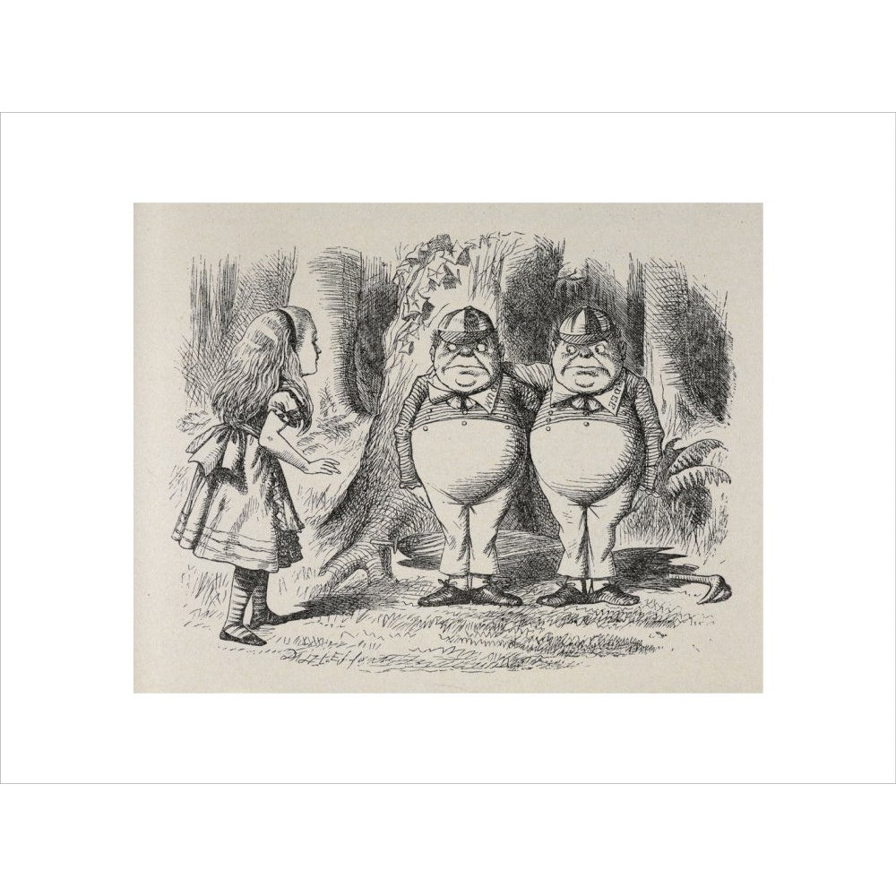 Alice meeting Tweedle Dee and Tweedle Dum for the first time print unframed