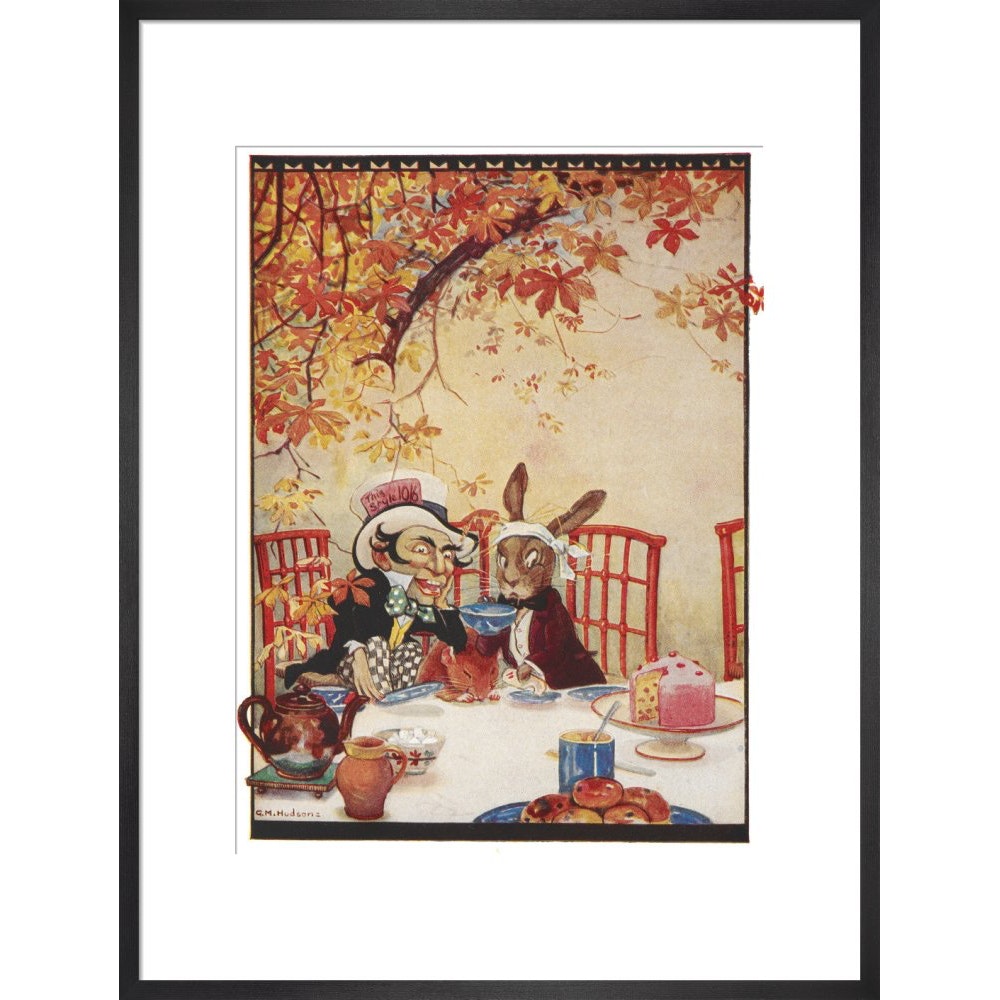The Mad Hatter's Tea party print in black frame