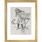 Alice playing croquet with a flamingo print in gold frame