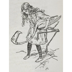 Alice playing croquet with a flamingo print