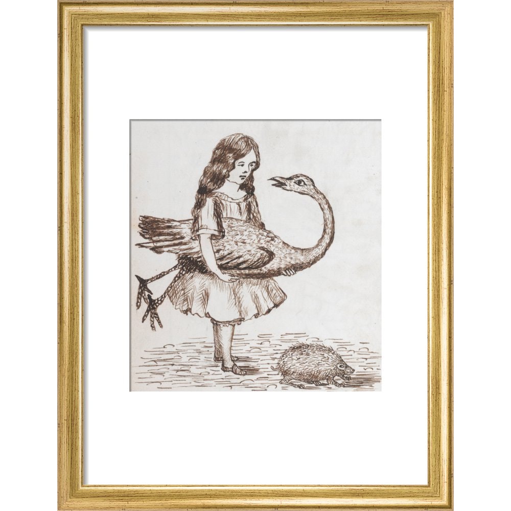 Alice prepares for croquet print in gold frame