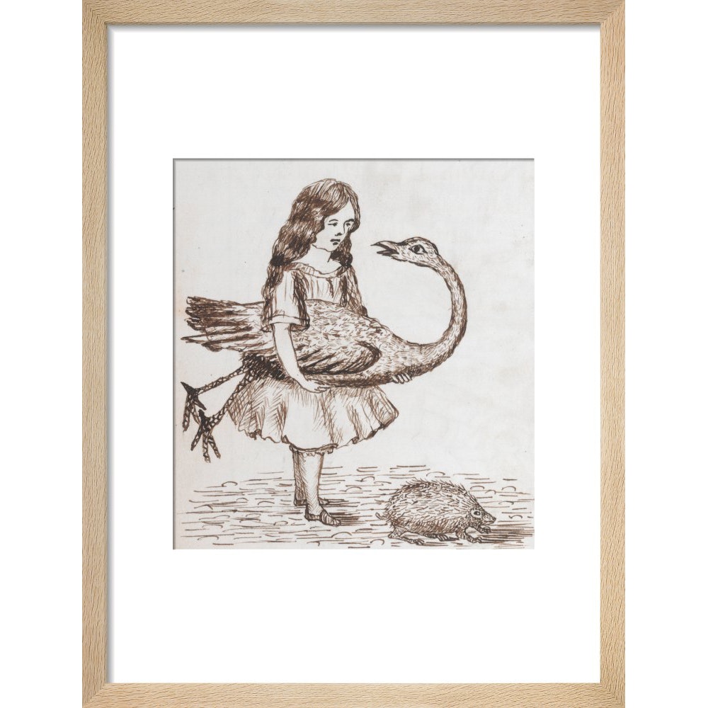 Alice prepares for croquet print in natural frame