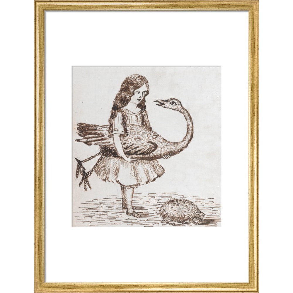 Alice prepares for croquet print in gold frame