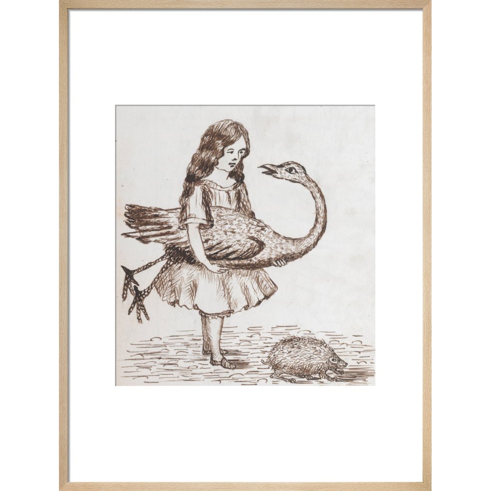 Alice prepares for croquet print in natural frame