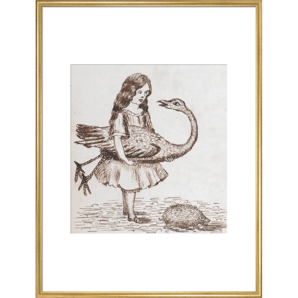 Alice prepares for croquet print in gold frame