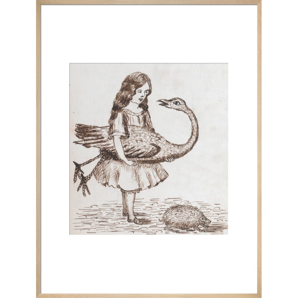 Alice prepares for croquet print in natural frame