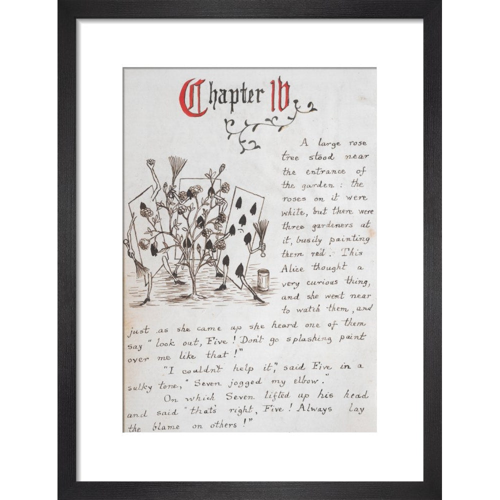 Gardeners painting the rose tree print in black frame