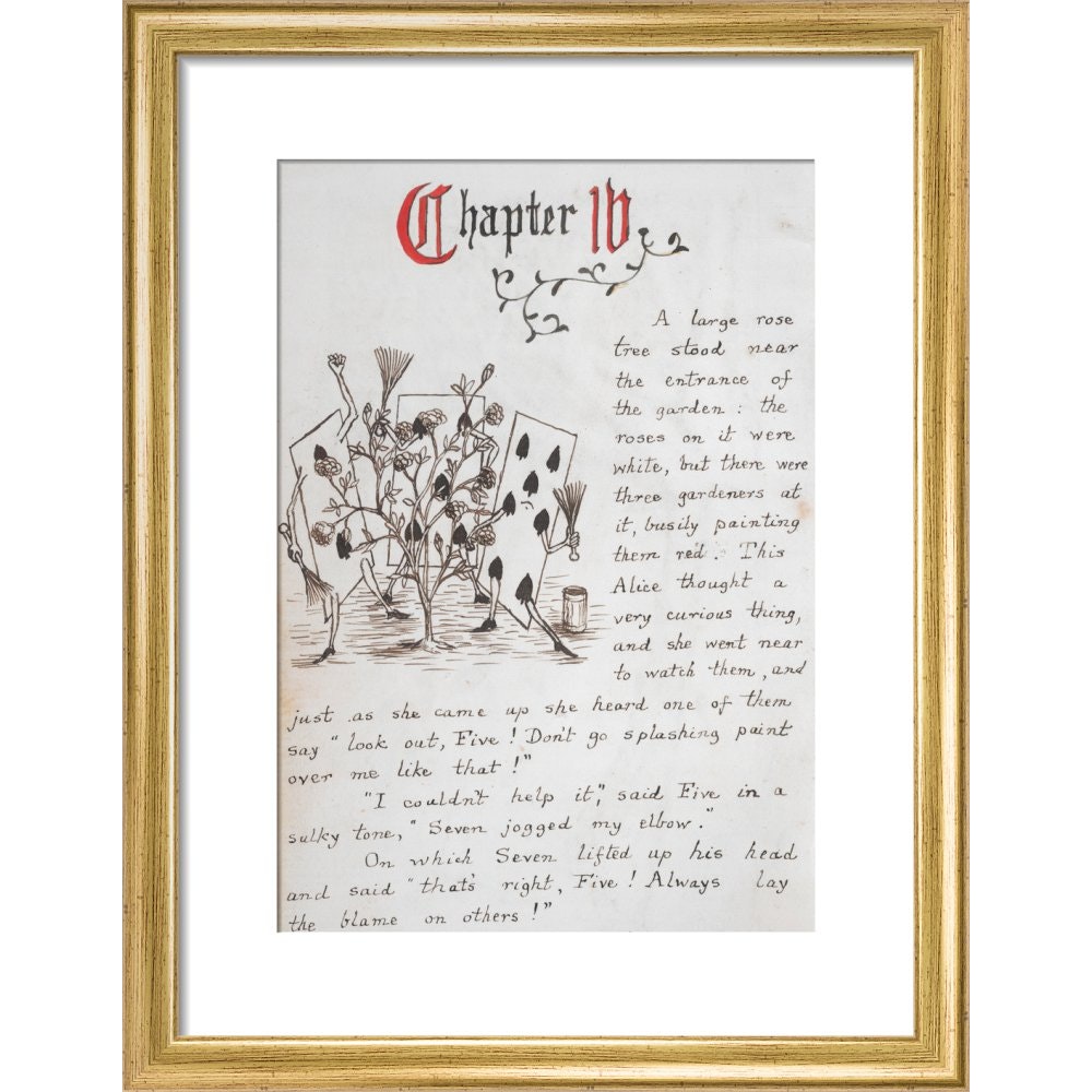 Gardeners painting the rose tree print in gold frame