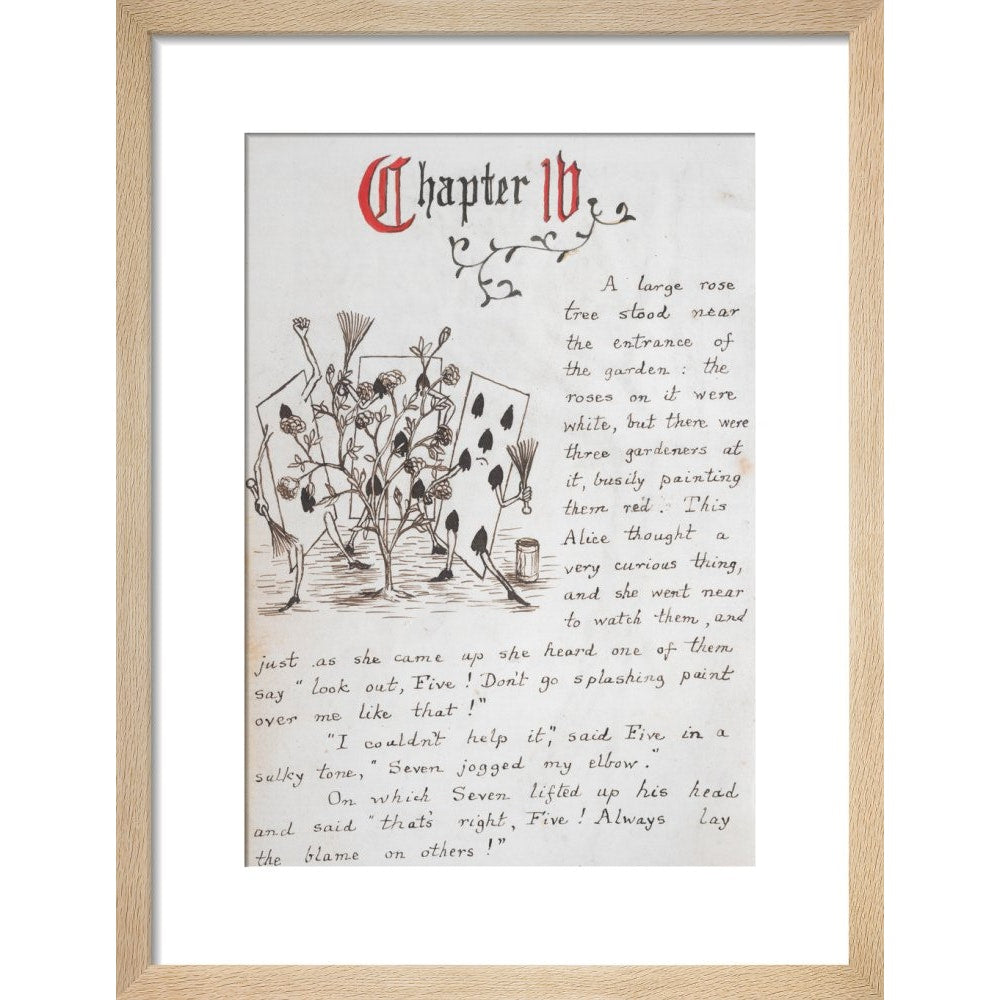 Gardeners painting the rose tree print in natural frame