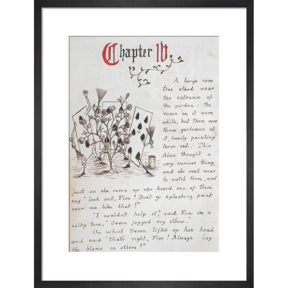 Gardeners painting the rose tree print in black frame