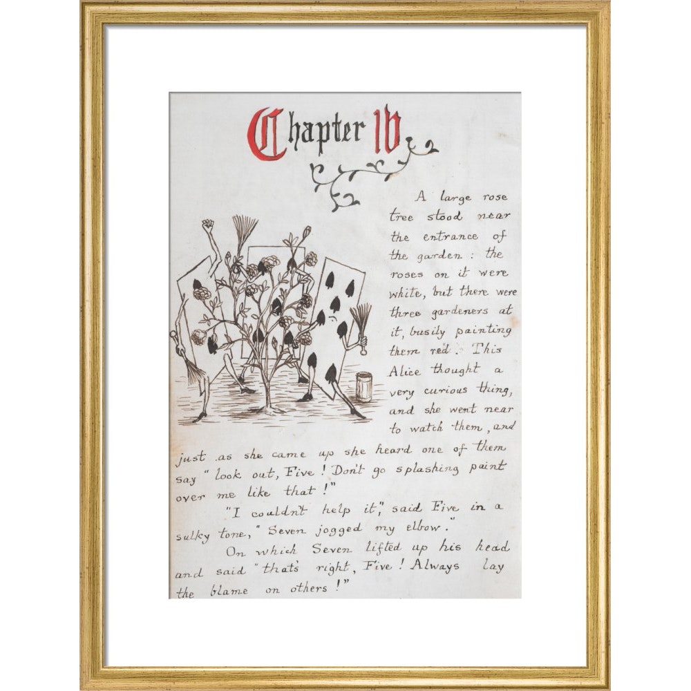 Gardeners painting the rose tree print in gold frame