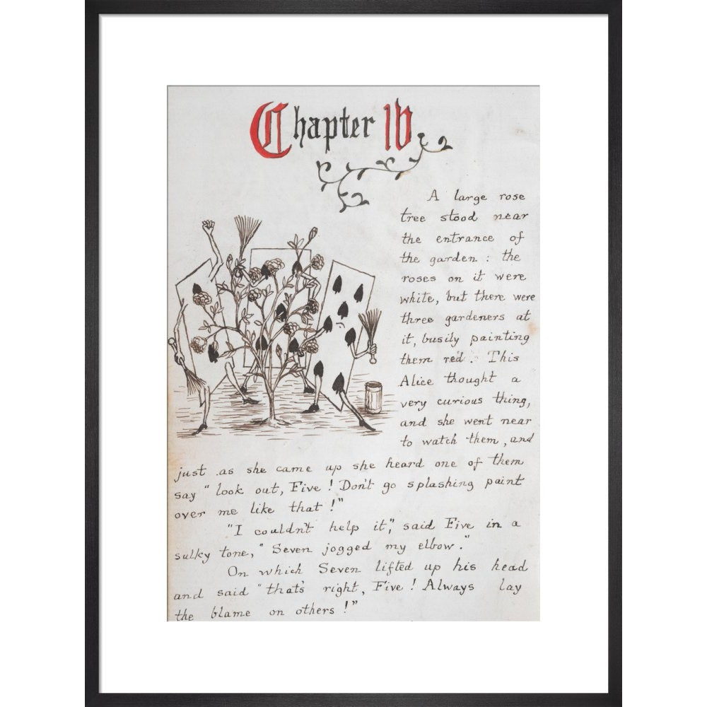 Gardeners painting the rose tree print in black frame