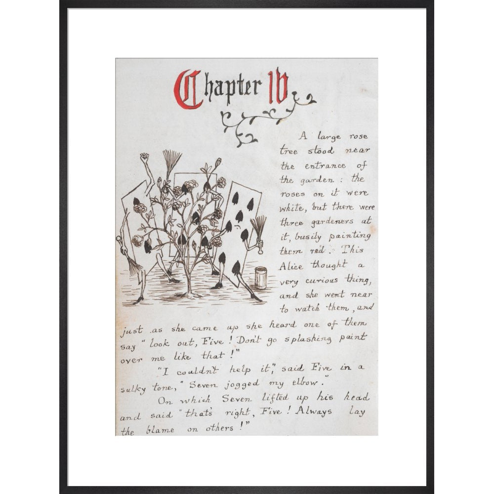 Gardeners painting the rose tree print in black frame