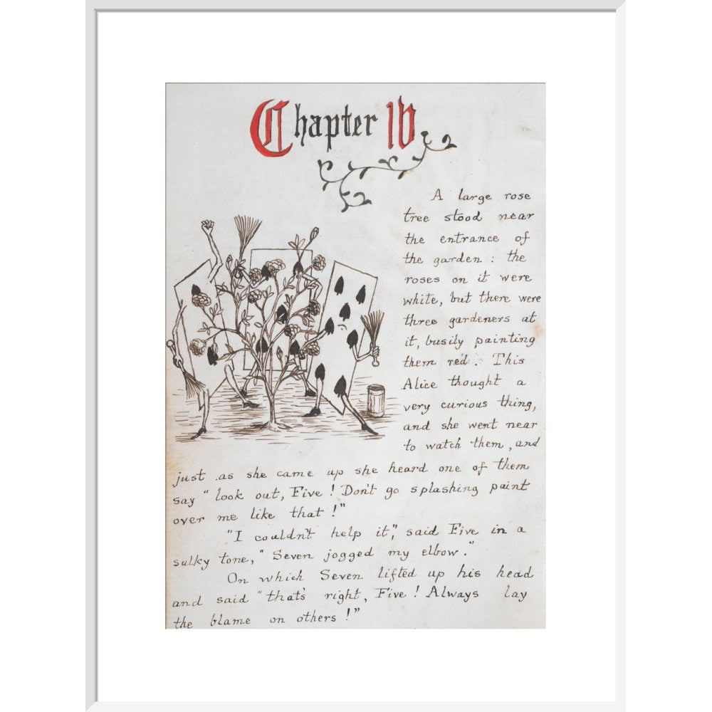 Gardeners painting the rose tree print in white frame