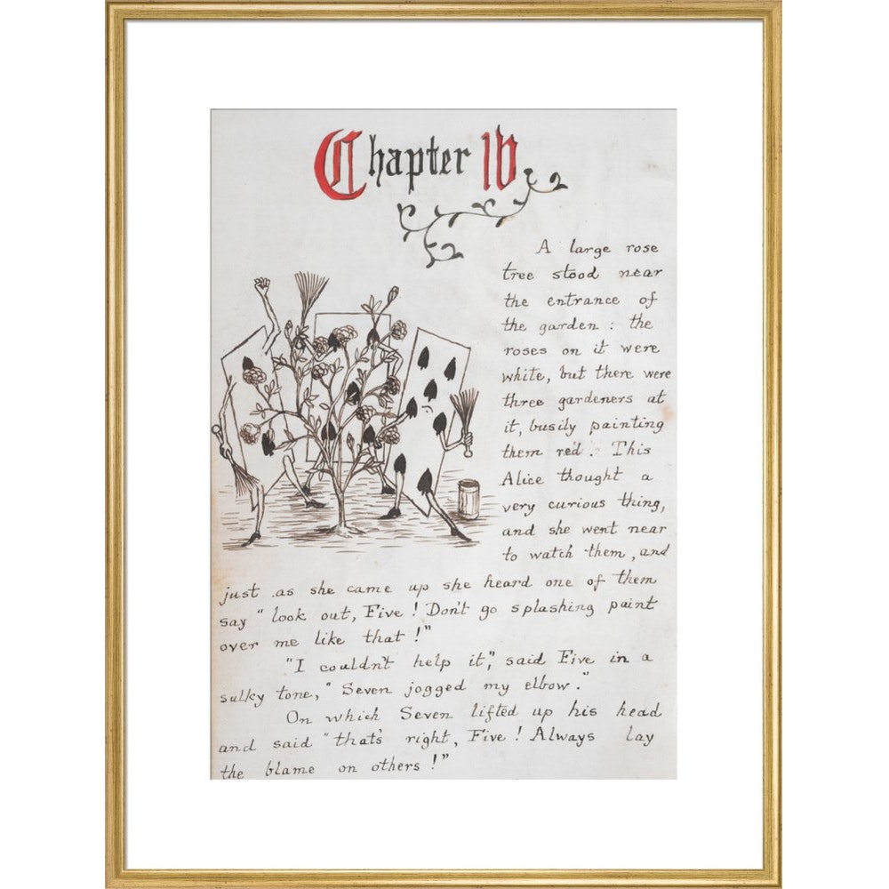 Gardeners painting the rose tree print in gold frame