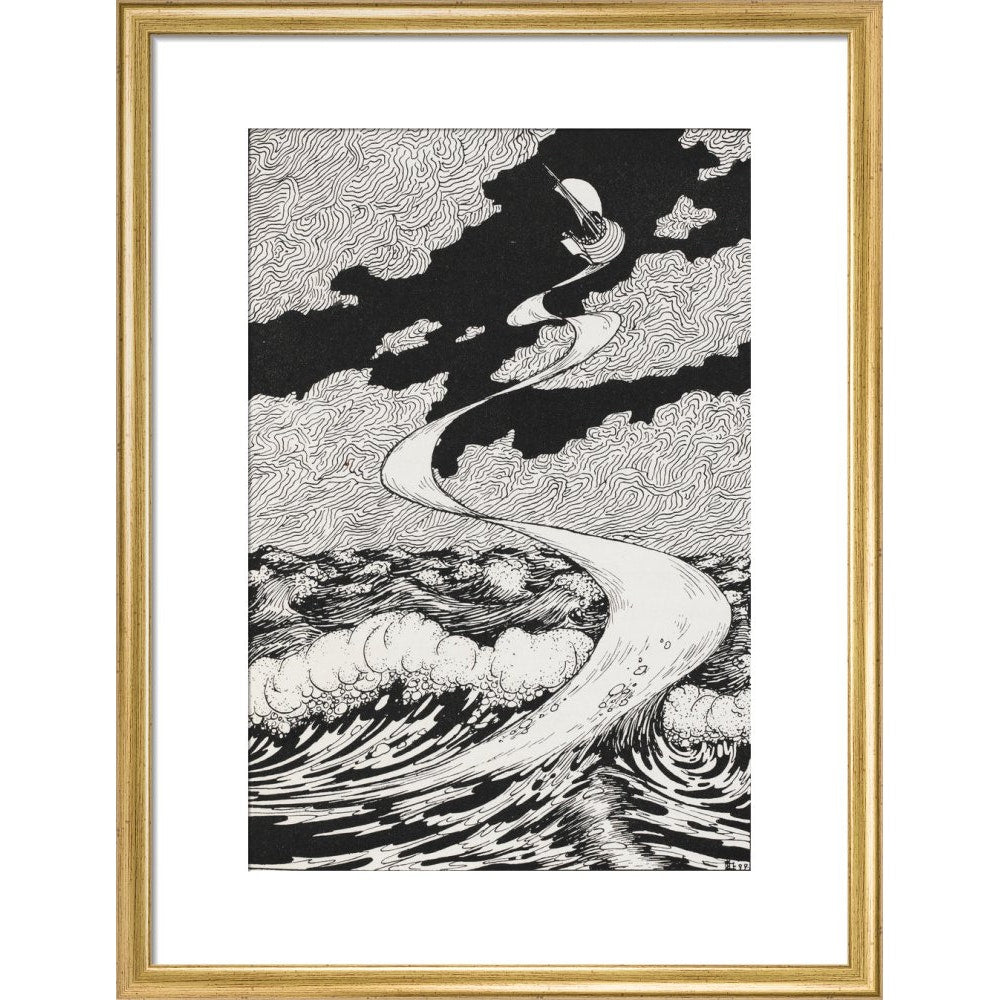 Lucian's Wonderland print in gold frame