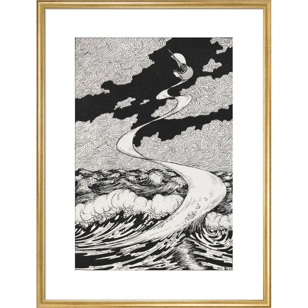Lucian's Wonderland print in gold frame