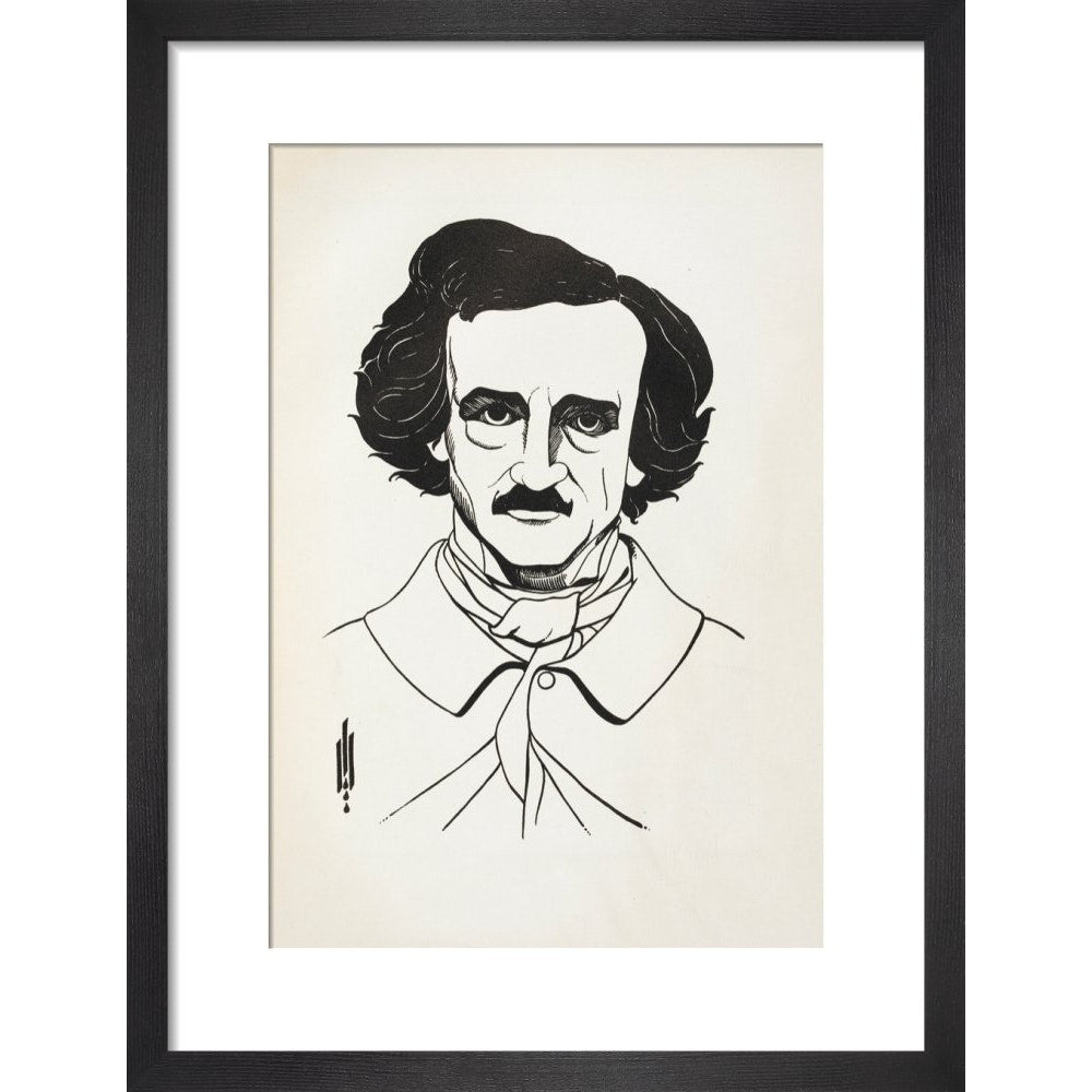 A Portrait of Edgar Allan Poe print in black frame