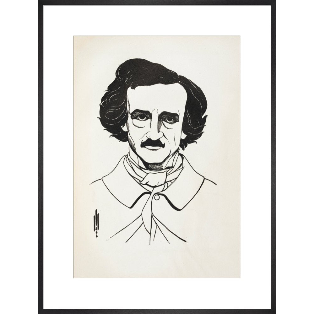A Portrait of Edgar Allan Poe print in black frame