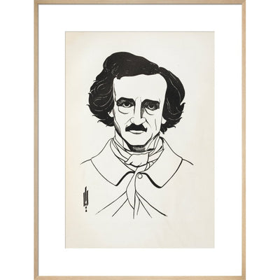 A Portrait of Edgar Allan Poe print in natural frame