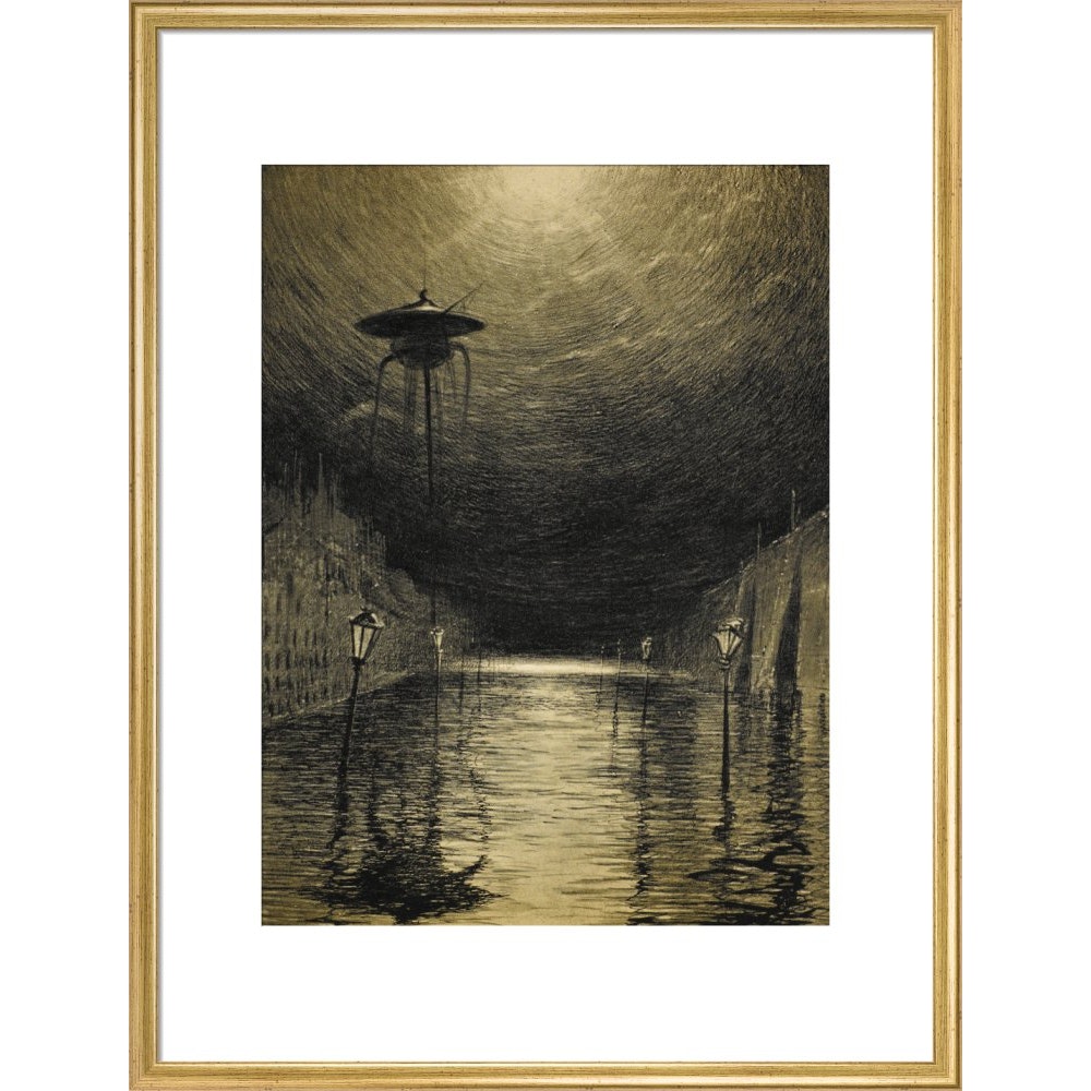 The Flooded City print in gold frame