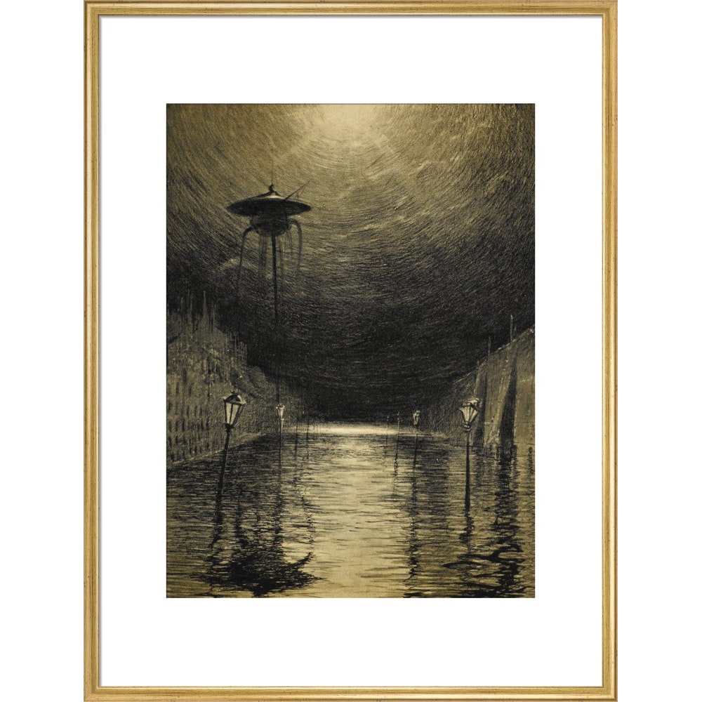 The Flooded City print in gold frame