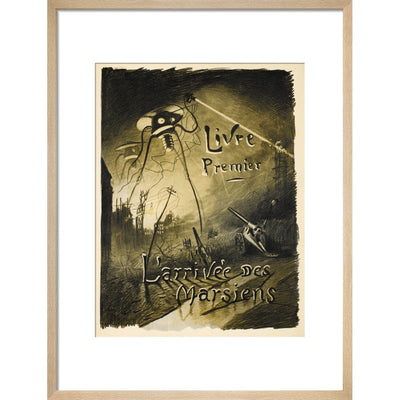 The Martians Arrive print in natural frame