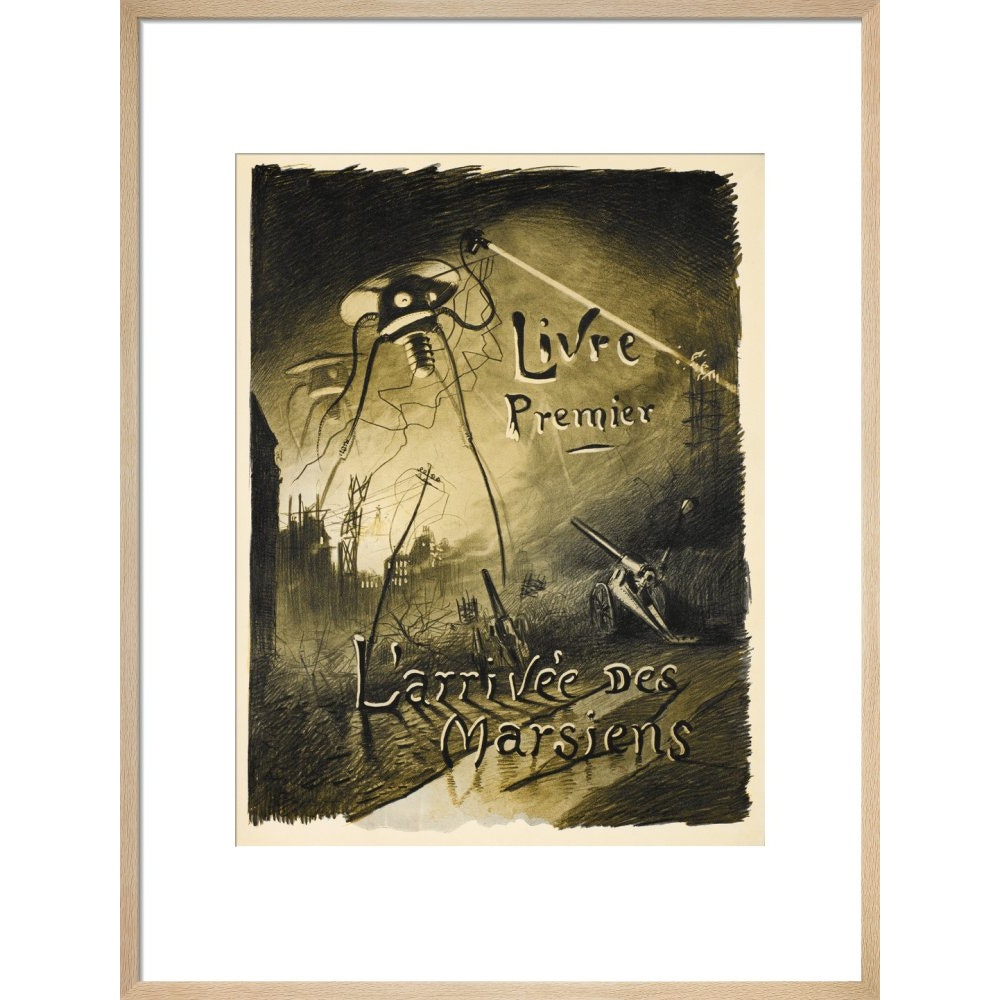 The Martians Arrive print in natural frame