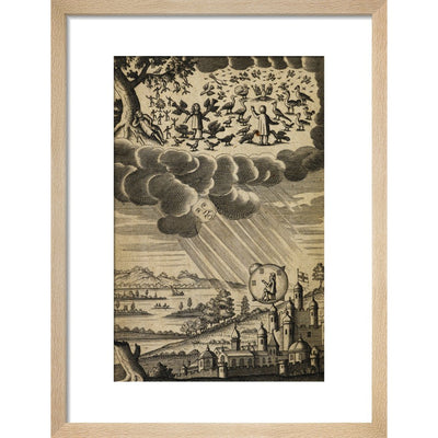 The Comical History of the States and Empires of the Worlds of the Moon and Sun print in natural frame