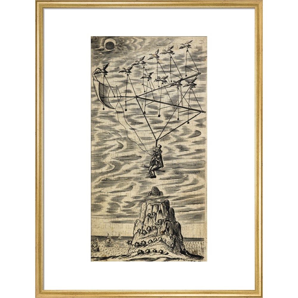 The Man in the Moone print in gold frame