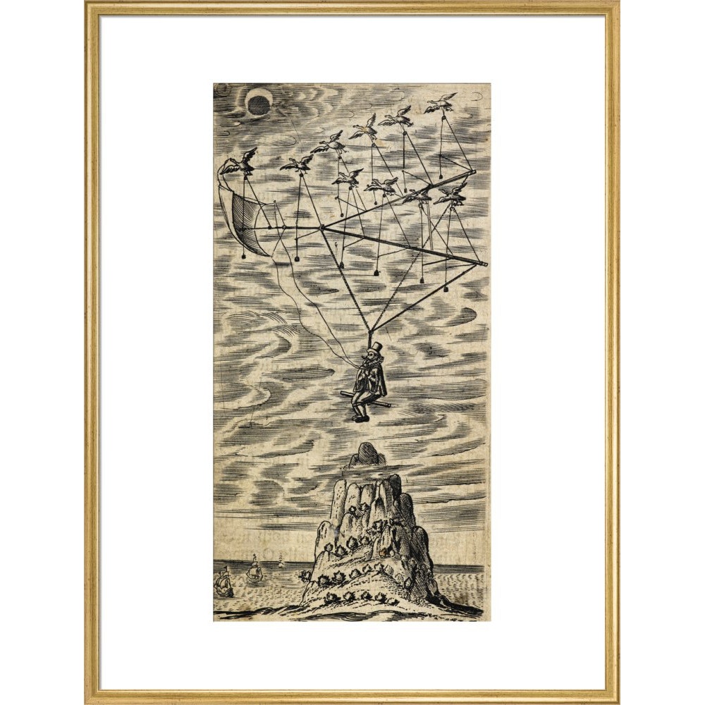 The Man in the Moone print in gold frame