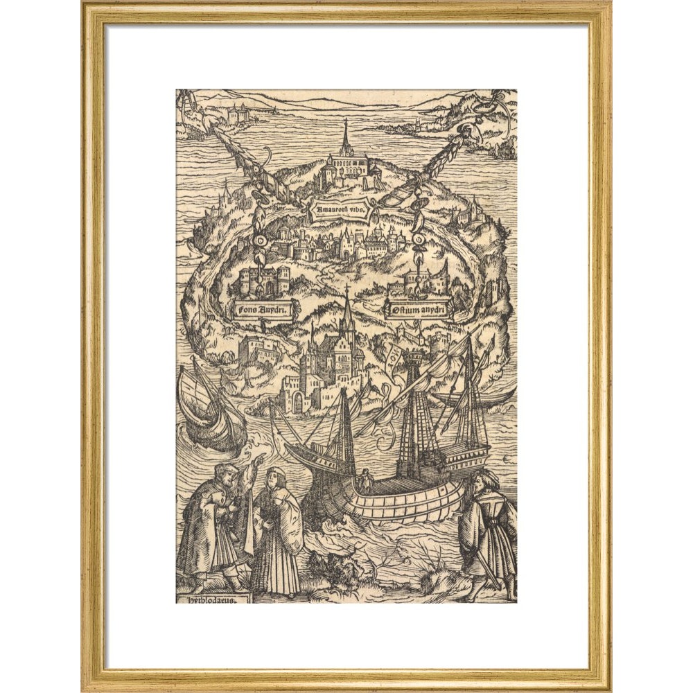 Utopia print in gold frame