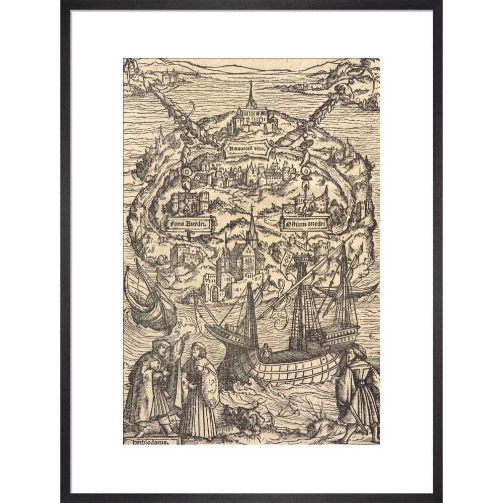 Utopia print in black frame